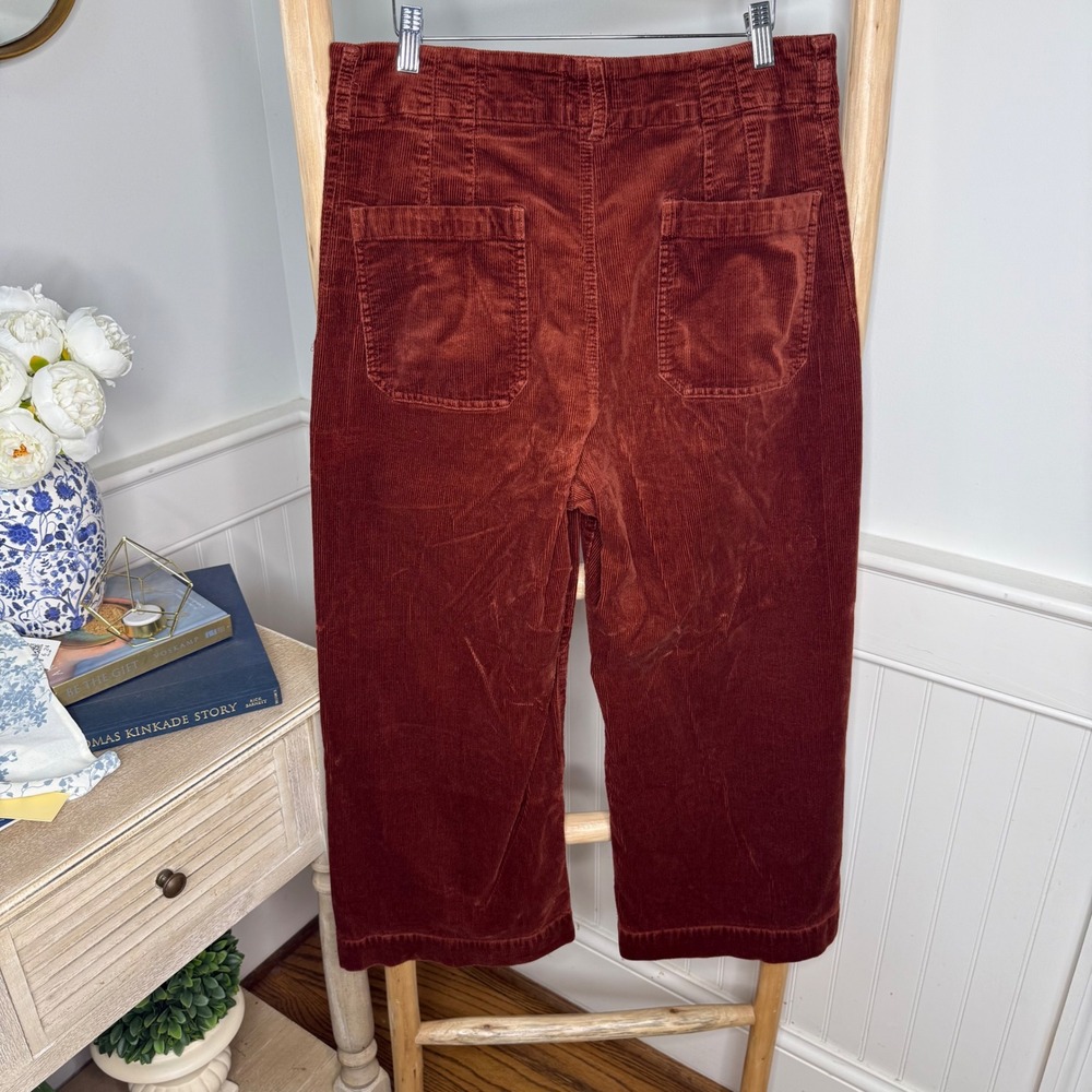 Maeve Anthropologie The Colette Corduroy Wide Leg Pants Rust Orange Size 33 - Picture 3 of 7
